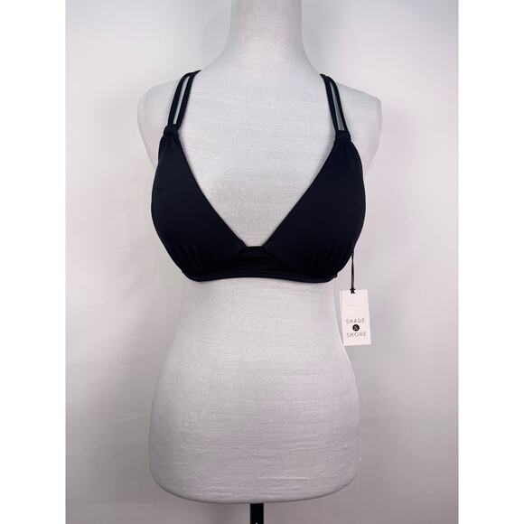 Shade & Shore Black Crisscross Triangle Bikini Top 34C NWT - Picture 1 of 7
